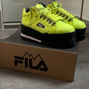 Platform neon green sneakers